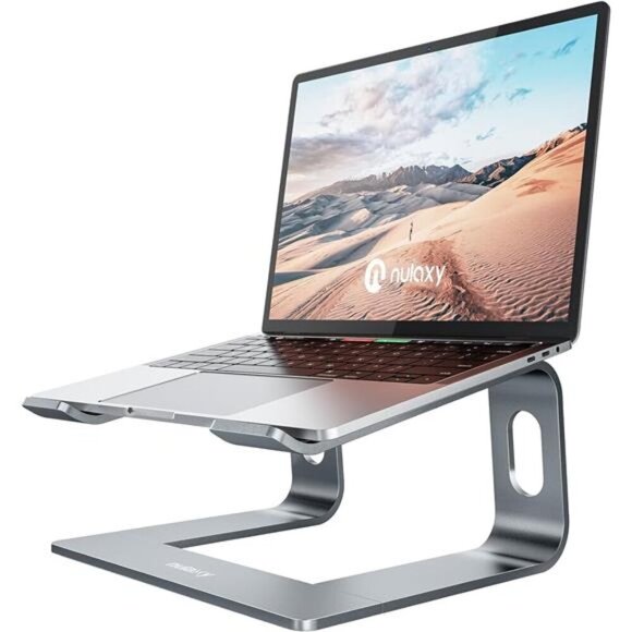 Ergonomic Aluminum Laptop Stand Riser for Desk Adjustable Compatible 10-16 Inch - Picture 1 of 7